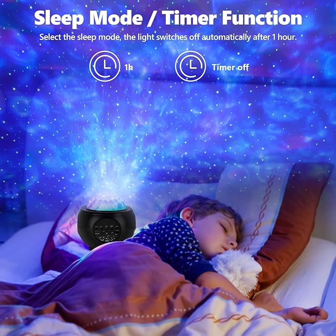 Starry Night Light Projector, LED Light Projector, Ocean Wave Projector with Remote Control, Bluetooth Speaker