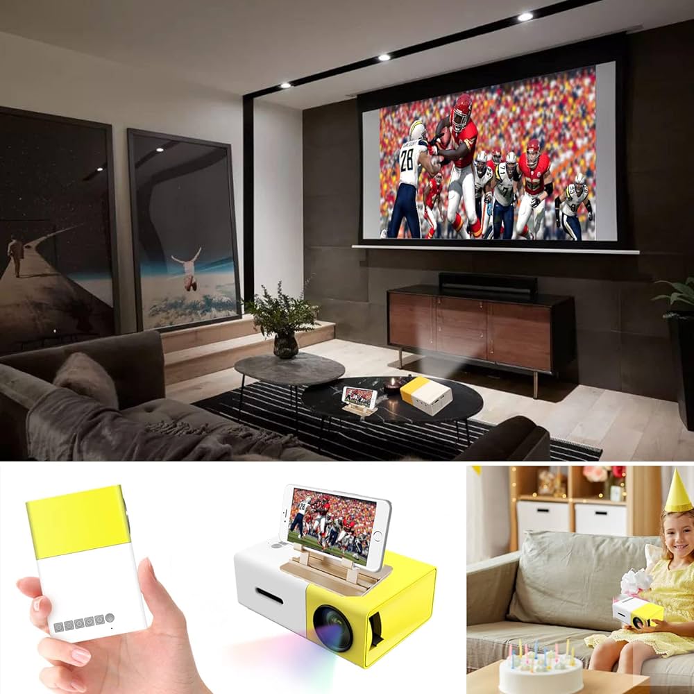 Mini Projector, Portable Projector, LED Projector with Remote Control, 1920 x1080P Video Projector with USB/HDMI/AV Interface Support