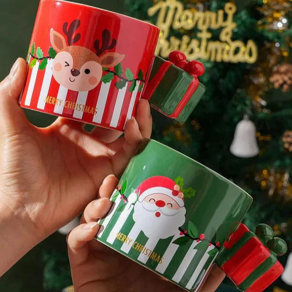 Christmas Themed Mug With Gift Box Handle - Assorted - Single Piece