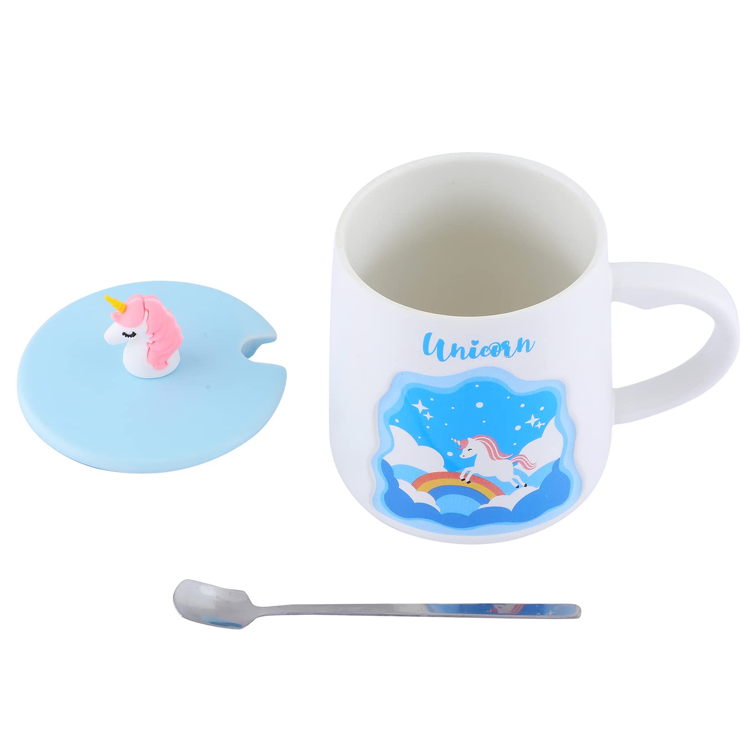 3D Unicorn Ceramic Mug with lid & Stainless Steel Spoon