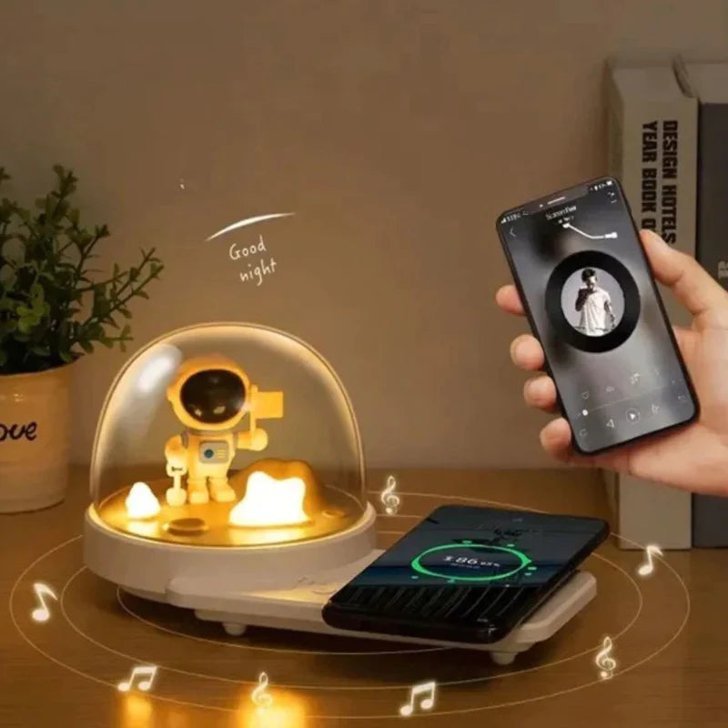 Triple Astro Fun | Astronaut 3-in-1 Wireless Charger, Night Light Lamp, and Bluetooth Speaker