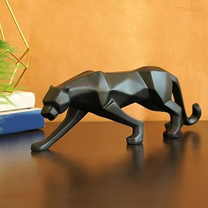 Decorative Black Jaguar Panther Statue Showpiece Leopard Resin Animal Sculpture Decorative Showpiece