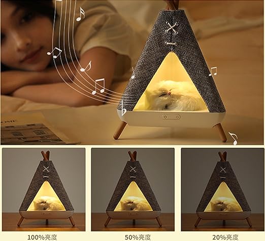 Cute Cat House in Tent Shape Lamp Night Light with Wireless Bluetooth Speaker for Bedroom, Home,  office, Party, Room décor,  Valentine,  Birthday Gifts etc.