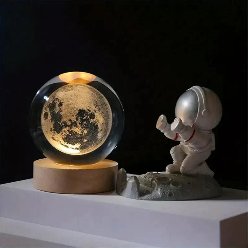 3D Crystal Ball Nightlight Decolamp Solar System Model Decor Science Astronomy Universe Cool Desk Present Space Gifts Decor,