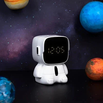 Astronaut Cute Emotions Digital Alarm Clock, Kids LED Electronic Clock Snooze Mode, Loud Volume Timer Clock For Children