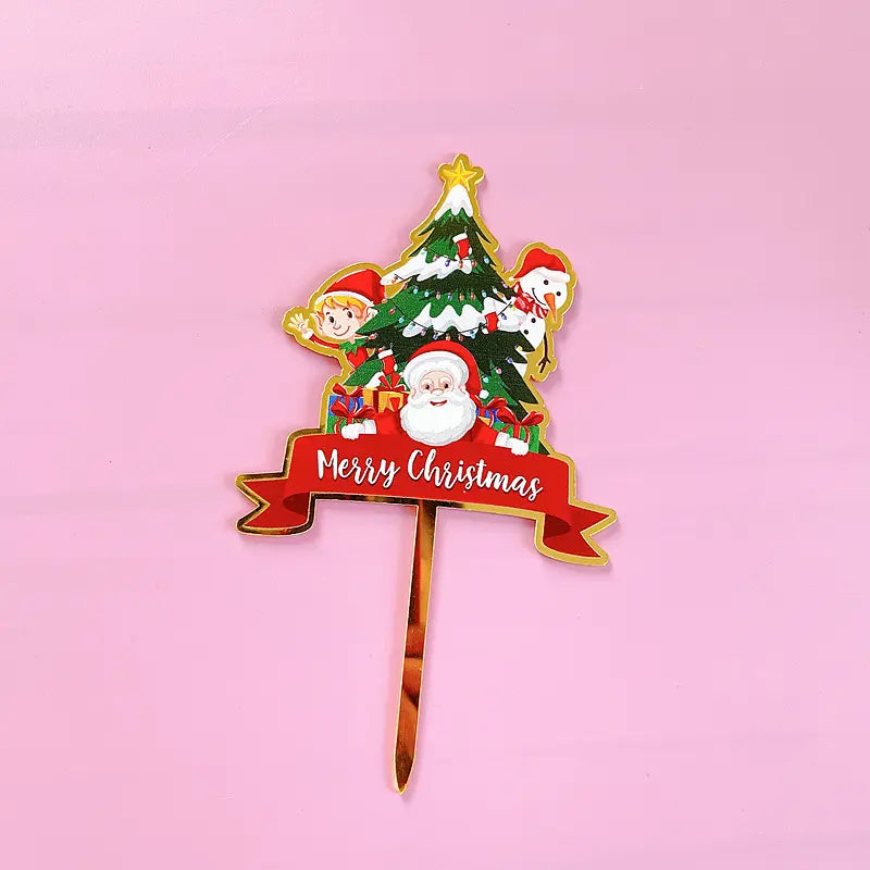 Merry Christmas Cake Topper Cake Decoration ( PACK OF 5 )