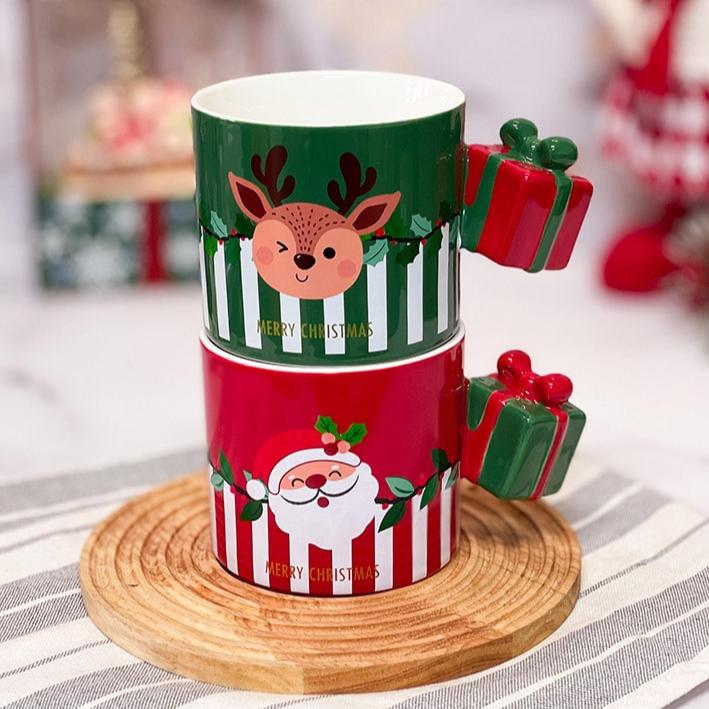 Christmas Themed Mug With Gift Box Handle - Assorted - Single Piece