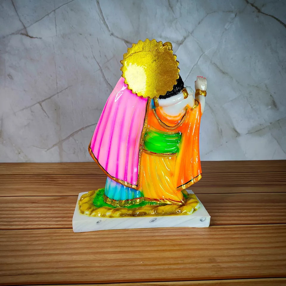 Marble Polish Lord Radha Krishna Love Couple Statue Stand on Lotus Sculpture Han