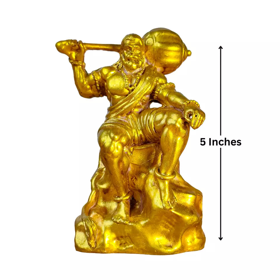 Premium Bahubali Hanuman Idol Sitting on Mountain, Home Decor Hanuman Murti