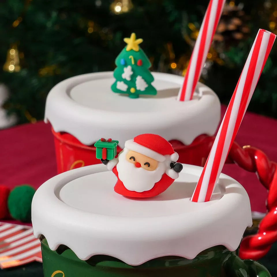 Merry Christmas Mug With Straw